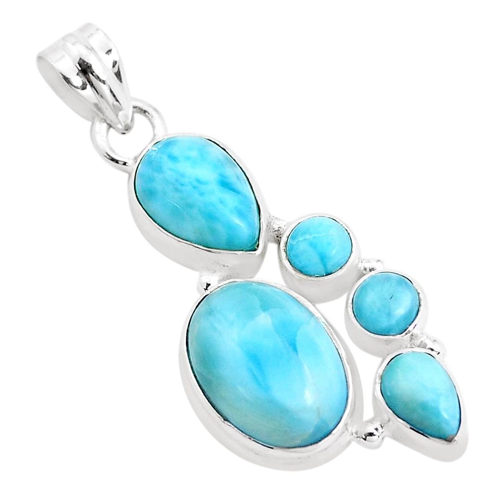 925 sterling silver 11.93cts natural blue larimar fancy pendant jewelry p38383