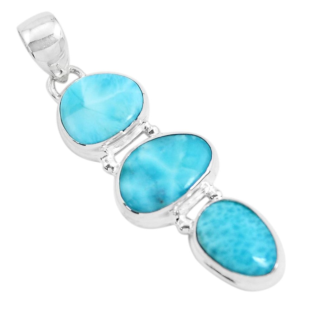 925 sterling silver 14.14cts natural blue larimar fancy pendant jewelry p47664