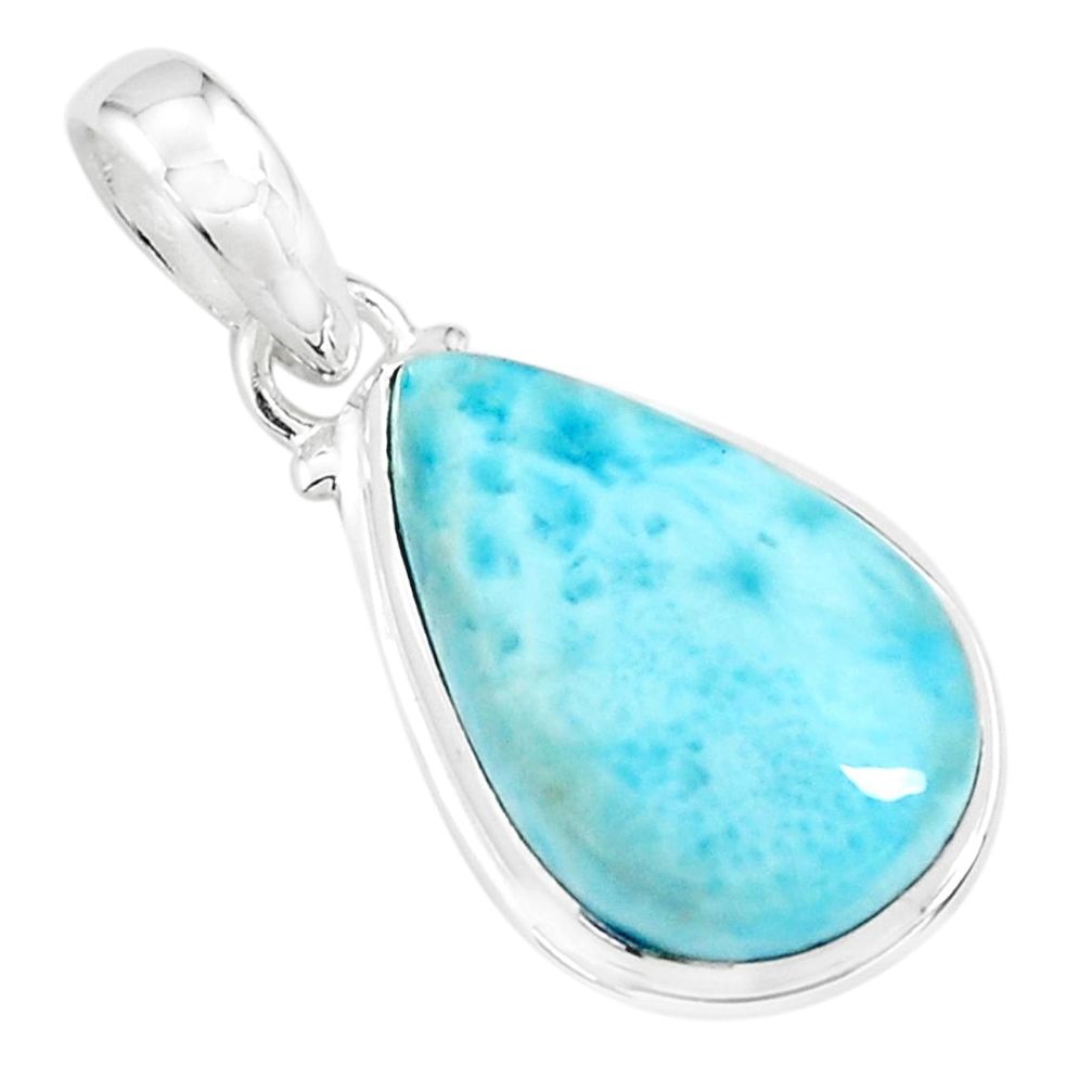 925 sterling silver 13.70cts natural blue larimar pear pendant jewelry p71048