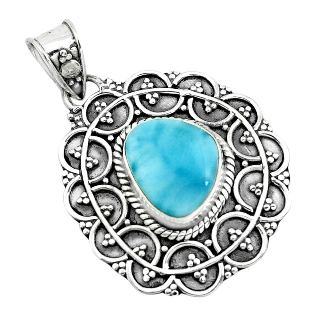 925 sterling silver 4.53cts natural blue larimar pendant jewelry p66630