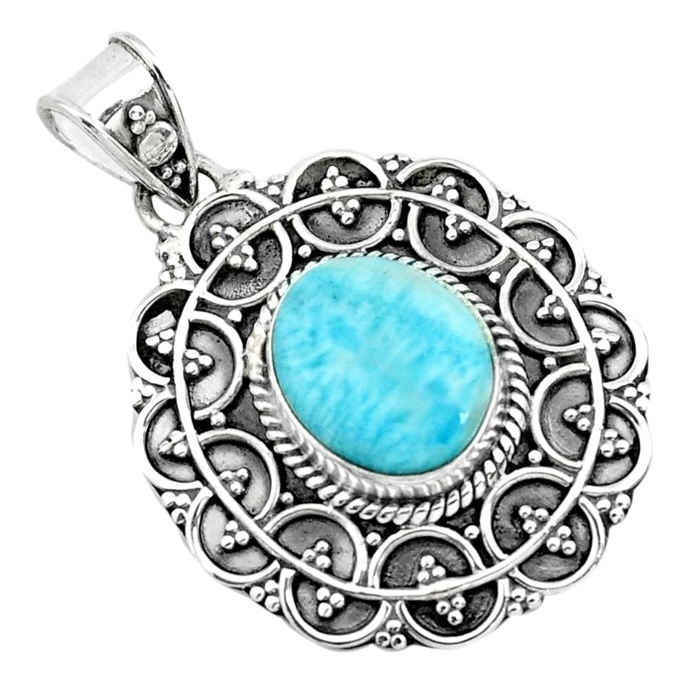 925 sterling silver 4.40cts natural blue larimar pendant jewelry p66634