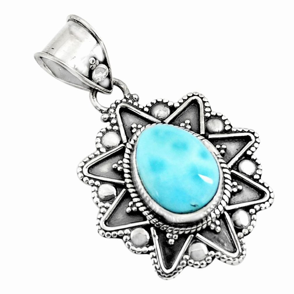 925 sterling silver 4.51cts natural blue larimar pendant jewelry p71249