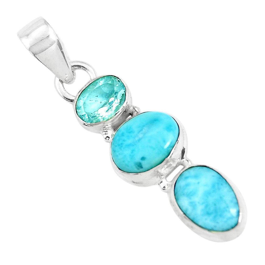 925 sterling silver 10.02cts natural blue larimar topaz pendant jewelry p47675