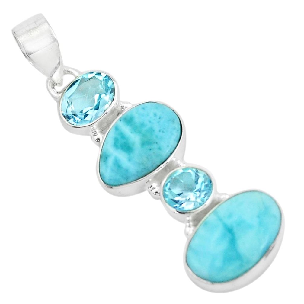 925 sterling silver 10.31cts natural blue larimar topaz pendant jewelry p66711