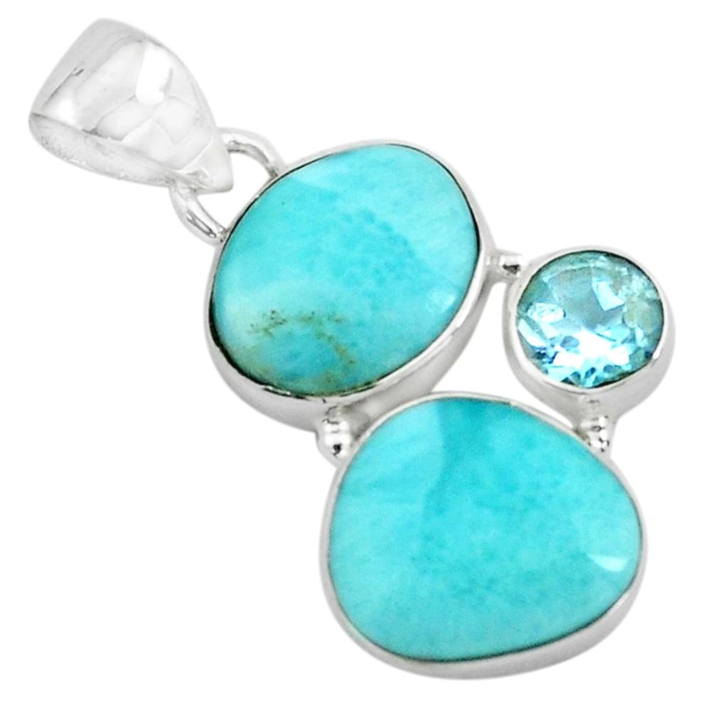925 sterling silver 8.26cts natural blue larimar topaz pendant jewelry p66736