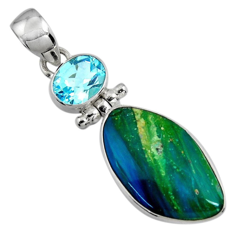 925 sterling silver 13.06cts natural blue opaline topaz pendant jewelry d32529