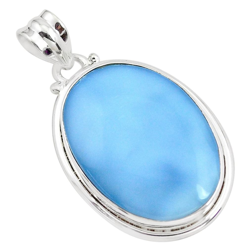 925 sterling silver 20.88cts natural blue owyhee opal oval pendant p41264