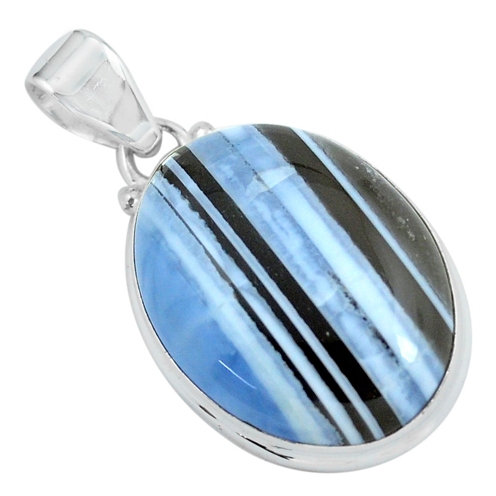 925 sterling silver 21.48cts natural blue owyhee opal oval shape pendant p59611
