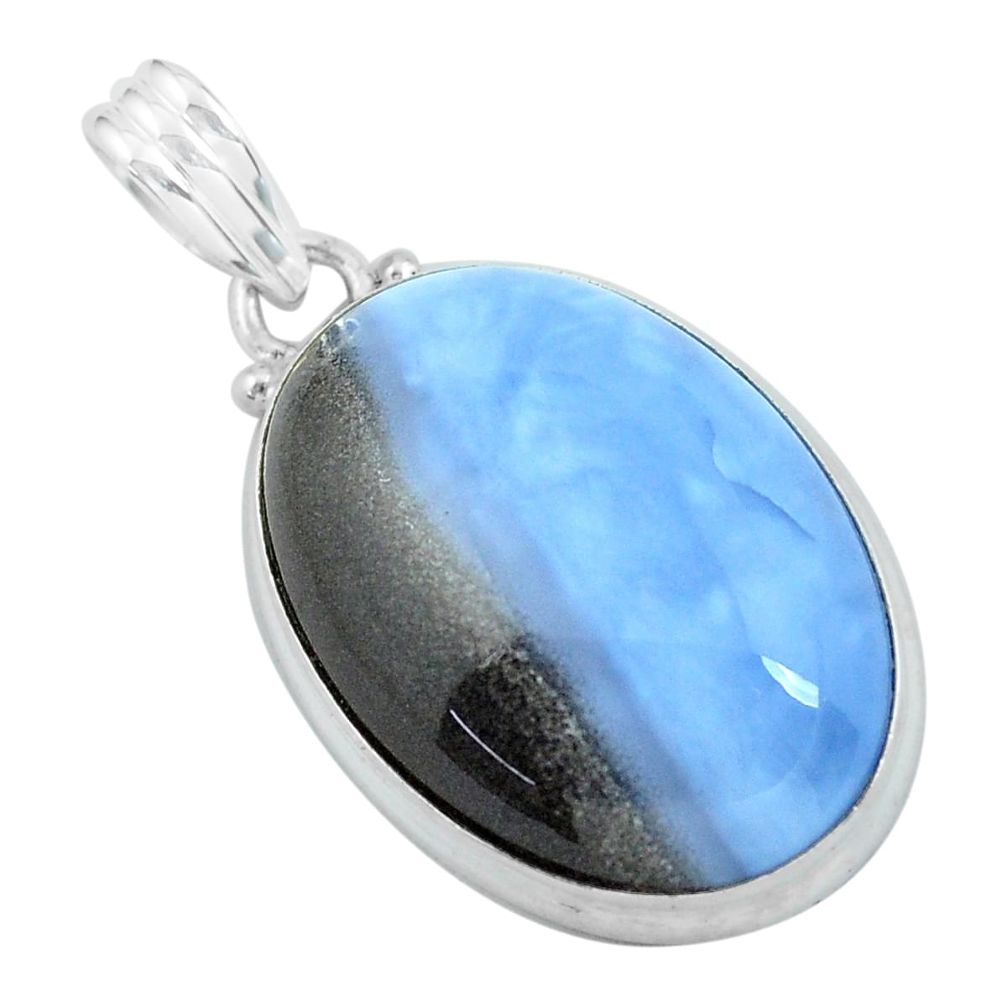 925 sterling silver 19.72cts natural blue owyhee opal oval shape pendant p59619