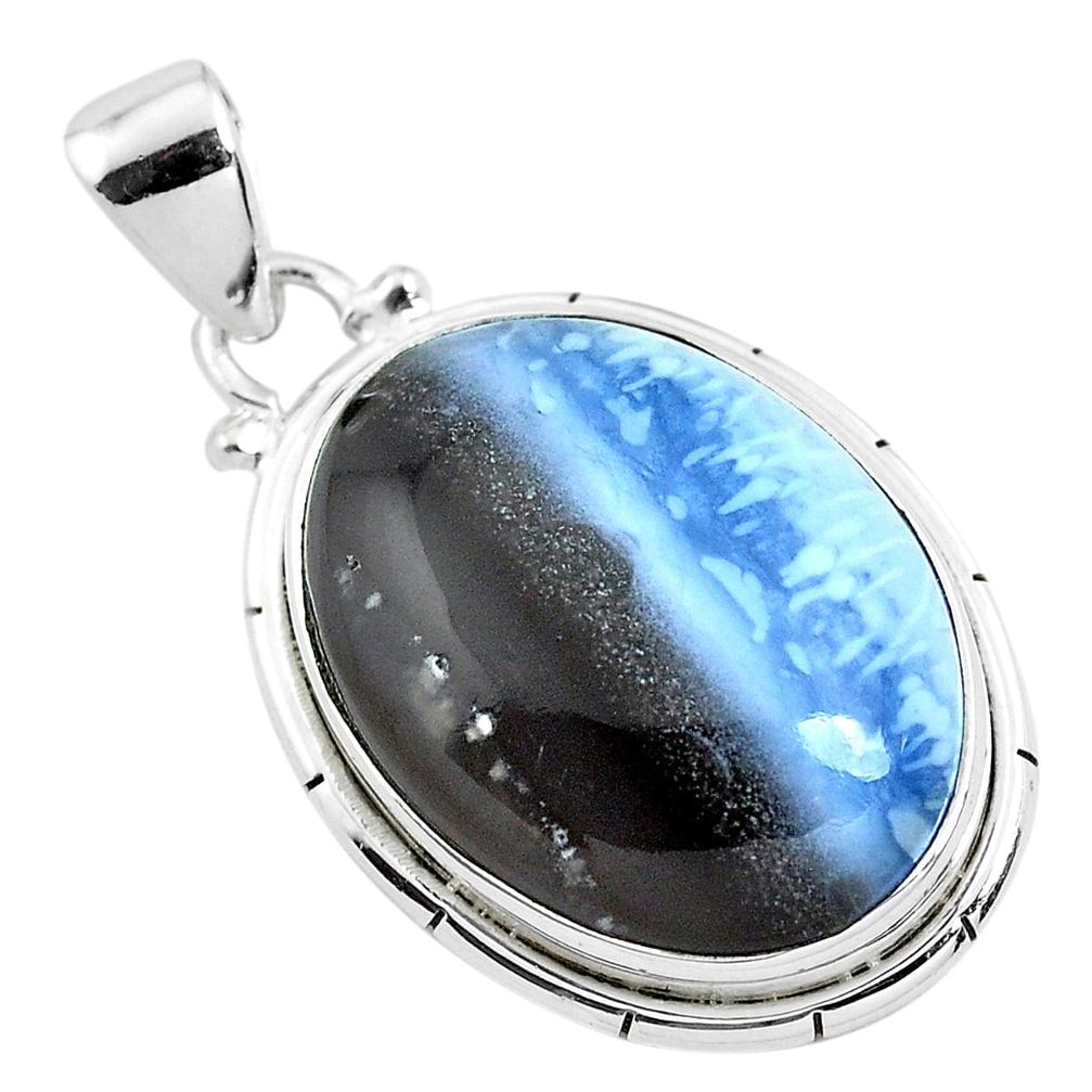 925 sterling silver 18.15cts natural blue owyhee opal pendant jewelry p40964