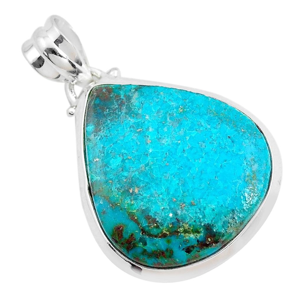 925 sterling silver 15.68cts natural blue peruvian chrysocolla pendant p40995