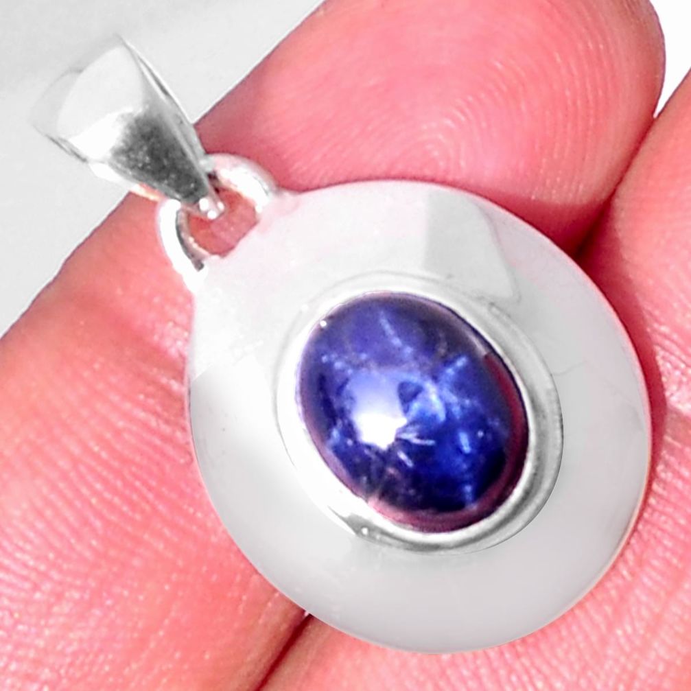 925 sterling silver 3.89cts natural blue star sapphire pendant jewelry d32511