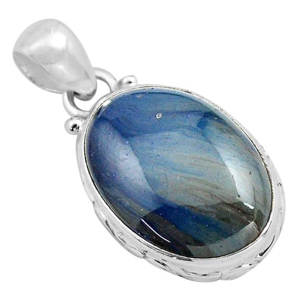 925 sterling silver 14.23cts natural blue swedish slag pendant jewelry p85324