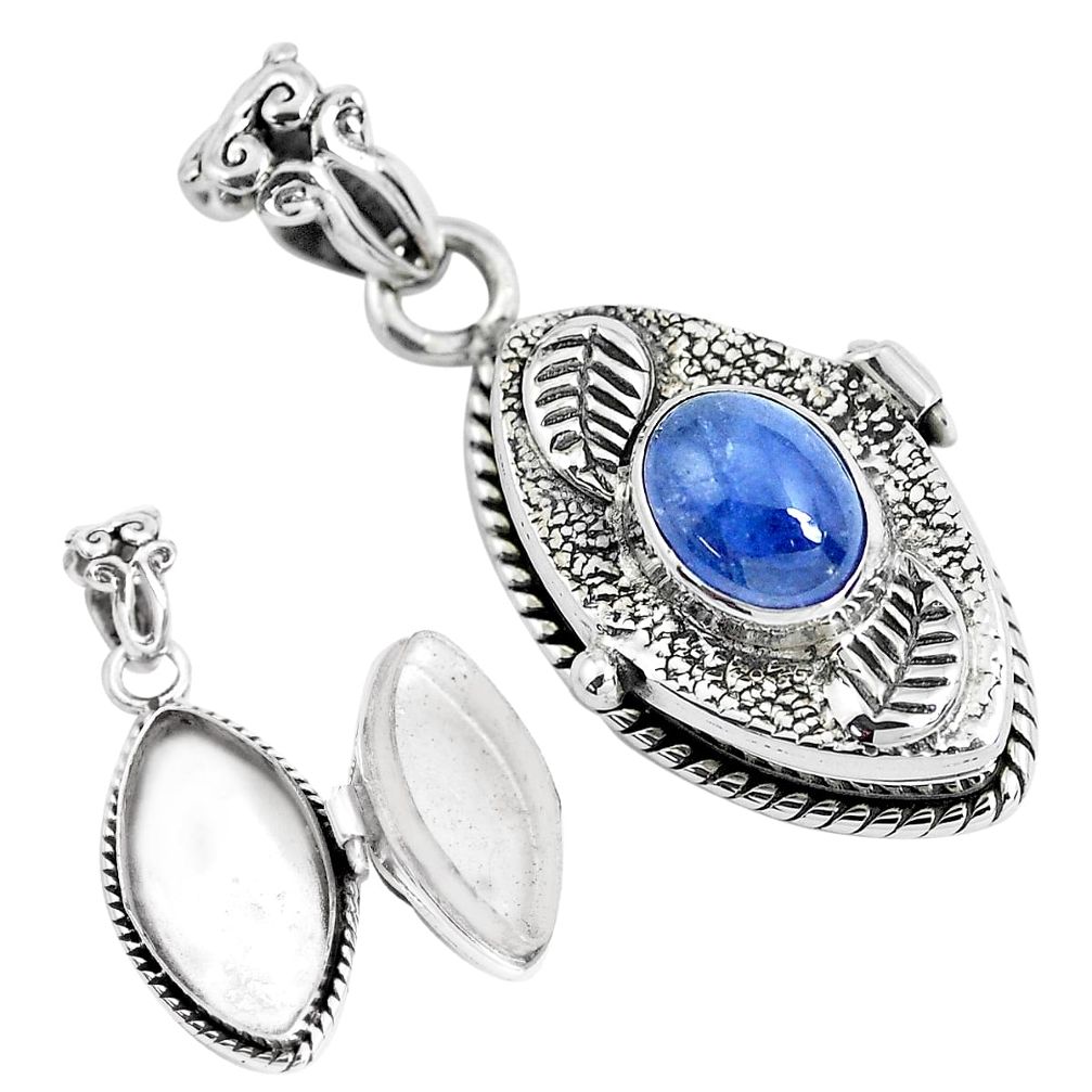 925 sterling silver 2.81cts natural blue tanzanite poison box pendant p44950