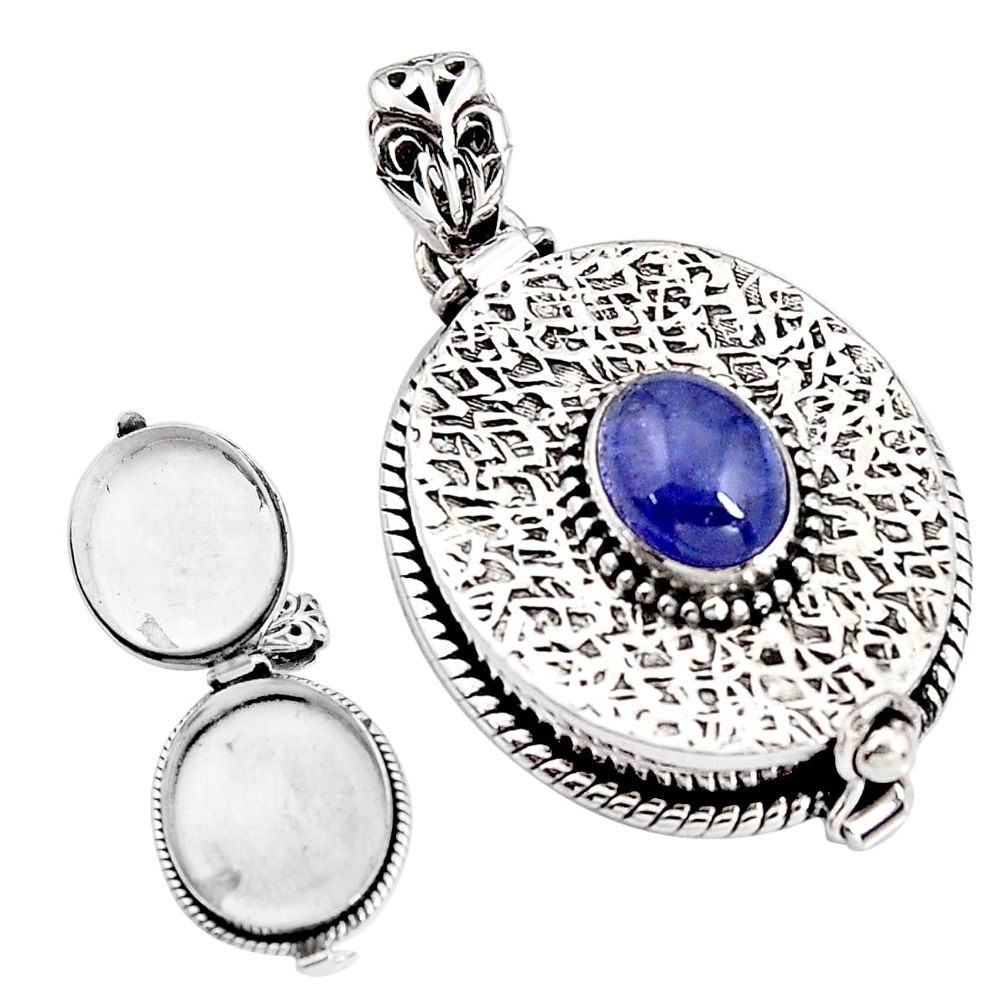 925 sterling silver 3.38cts natural blue tanzanite poison box pendant p92876