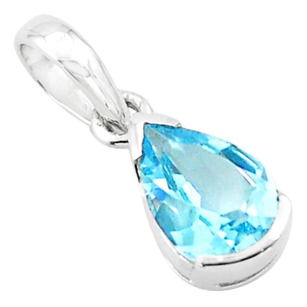 925 sterling silver 2.69cts natural blue topaz pear pendant jewelry p73667