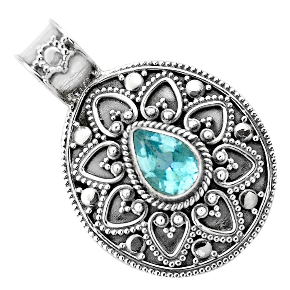 925 sterling silver 2.65cts natural blue topaz pear pendant jewelry p86253