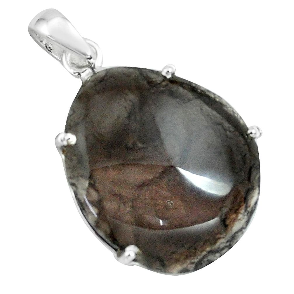 925 sterling silver 18.14cts natural brown agni manitite fancy pendant p68644