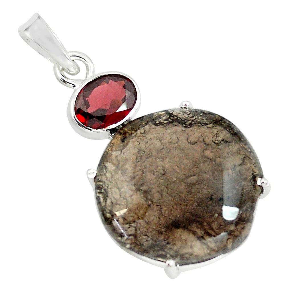 925 sterling silver 16.44cts natural brown agni manitite garnet pendant p70867