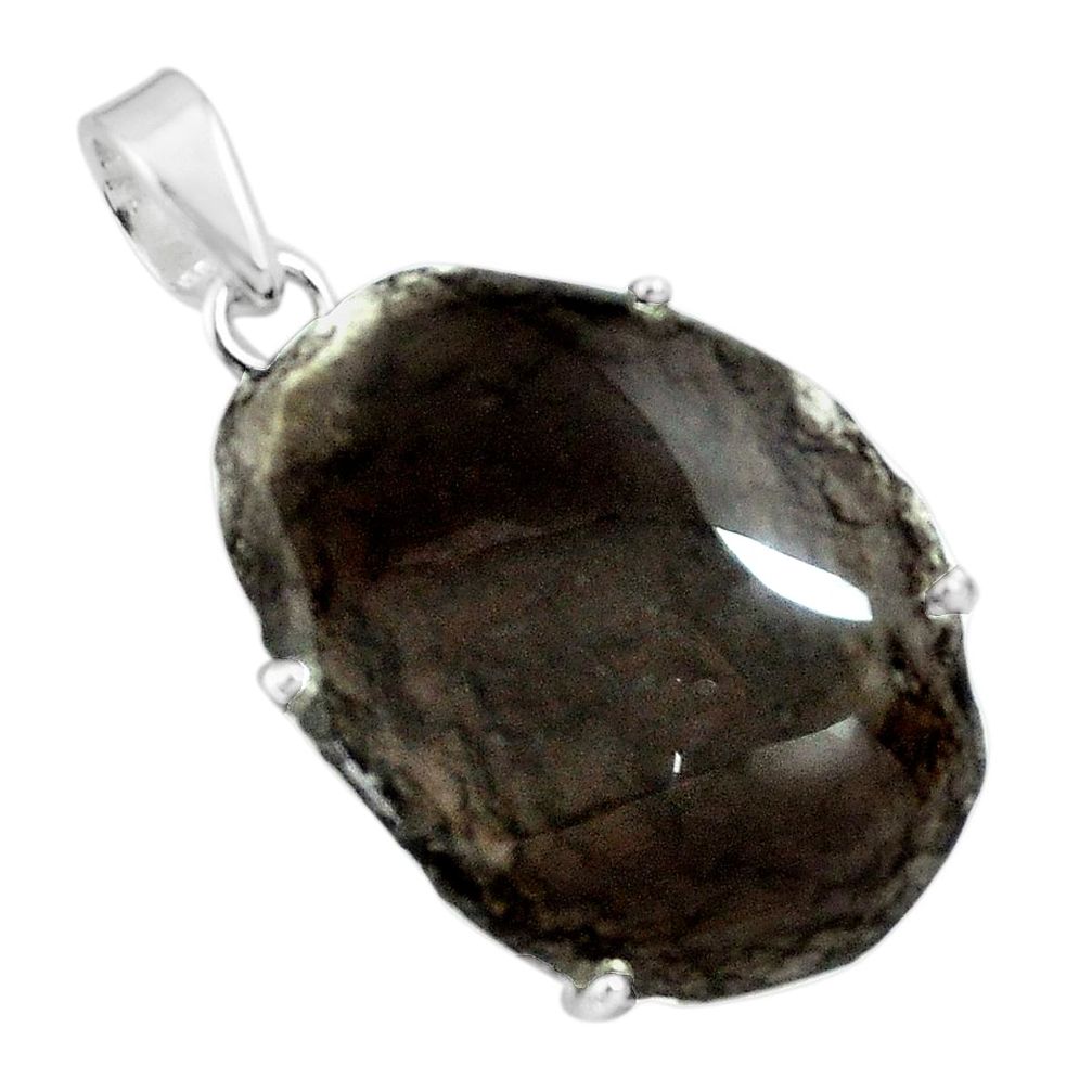 925 sterling silver 19.68cts natural brown agni manitite pendant jewelry p68639