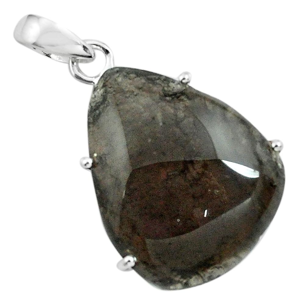 925 sterling silver 16.88cts natural brown agni manitite pendant jewelry p68653
