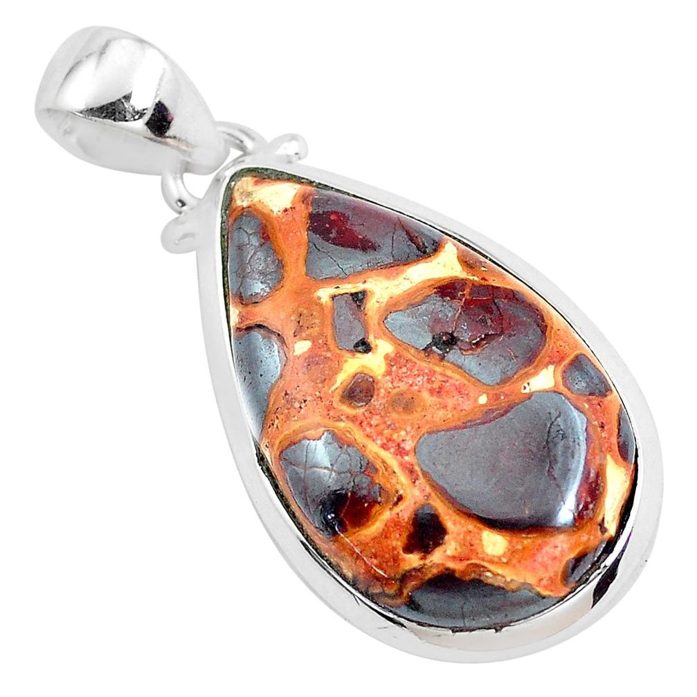 925 sterling silver 13.70cts natural brown bauxite pear pendant jewelry p40940