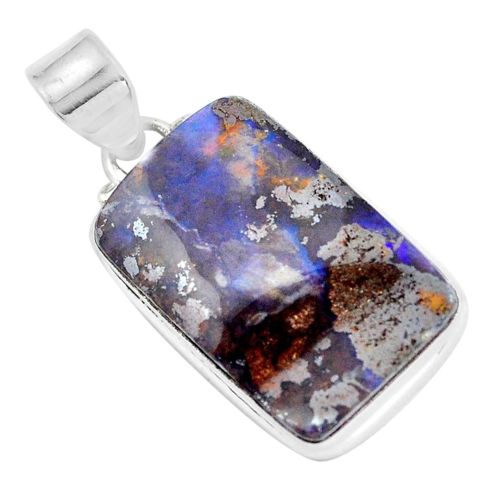 925 sterling silver 24.38cts natural brown boulder opal pendant jewelry d31937