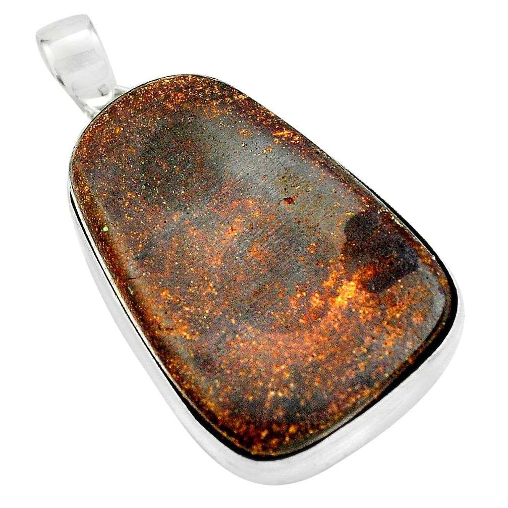 925 sterling silver 39.26cts natural brown boulder opal pendant jewelry p65183