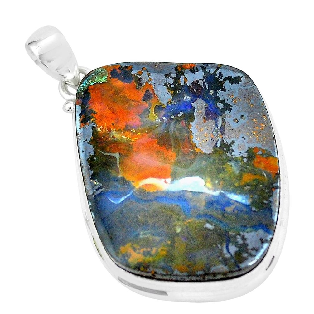 925 sterling silver 41.13cts natural brown boulder opal pendant jewelry p65189