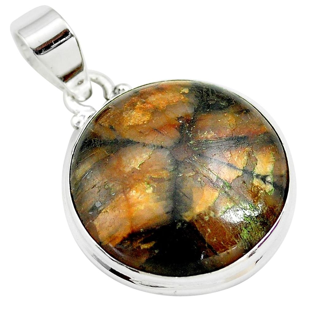 925 sterling silver 22.02cts natural brown chiastolite pendant jewelry p71999