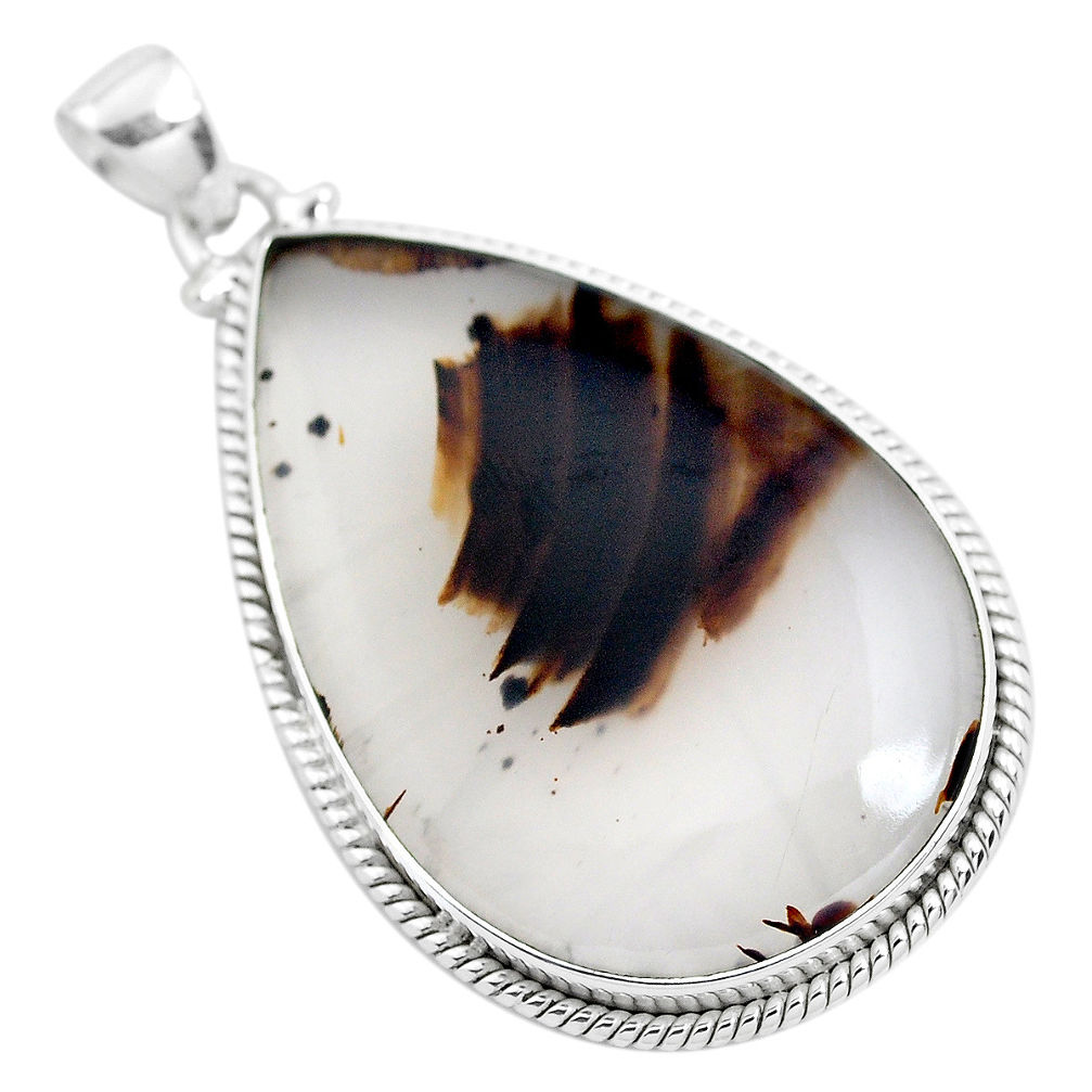 925 sterling silver 31.53cts natural brown montana agate pear pendant p40770