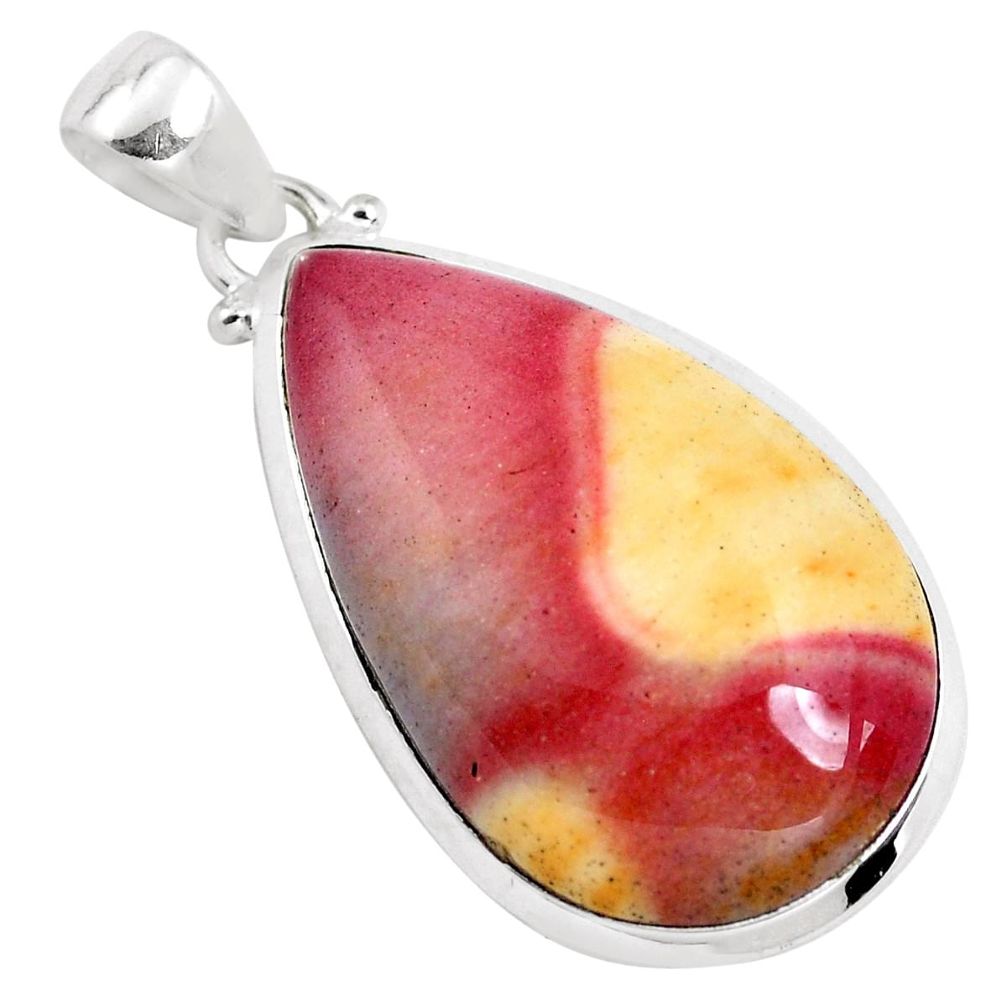 925 sterling silver 22.30cts natural brown mookaite pear pendant jewelry p40544