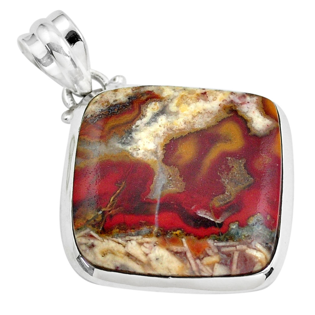 925 sterling silver 17.39cts natural brown moroccan seam agate pendant p41171