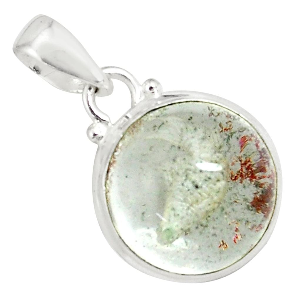 925 sterling silver 16.73cts natural brown scenic lodolite round pendant p79090