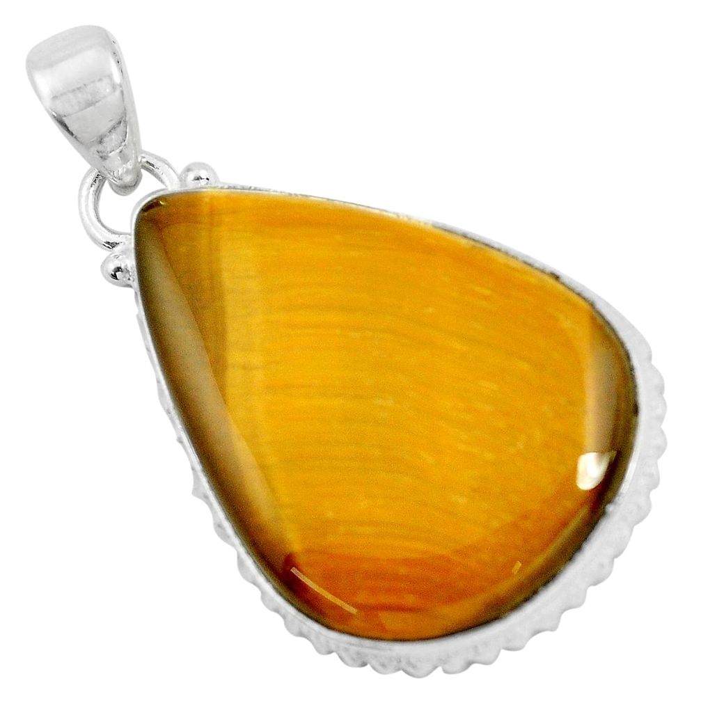 925 sterling silver 30.49cts natural brown tiger's eye pendant jewelry d31065