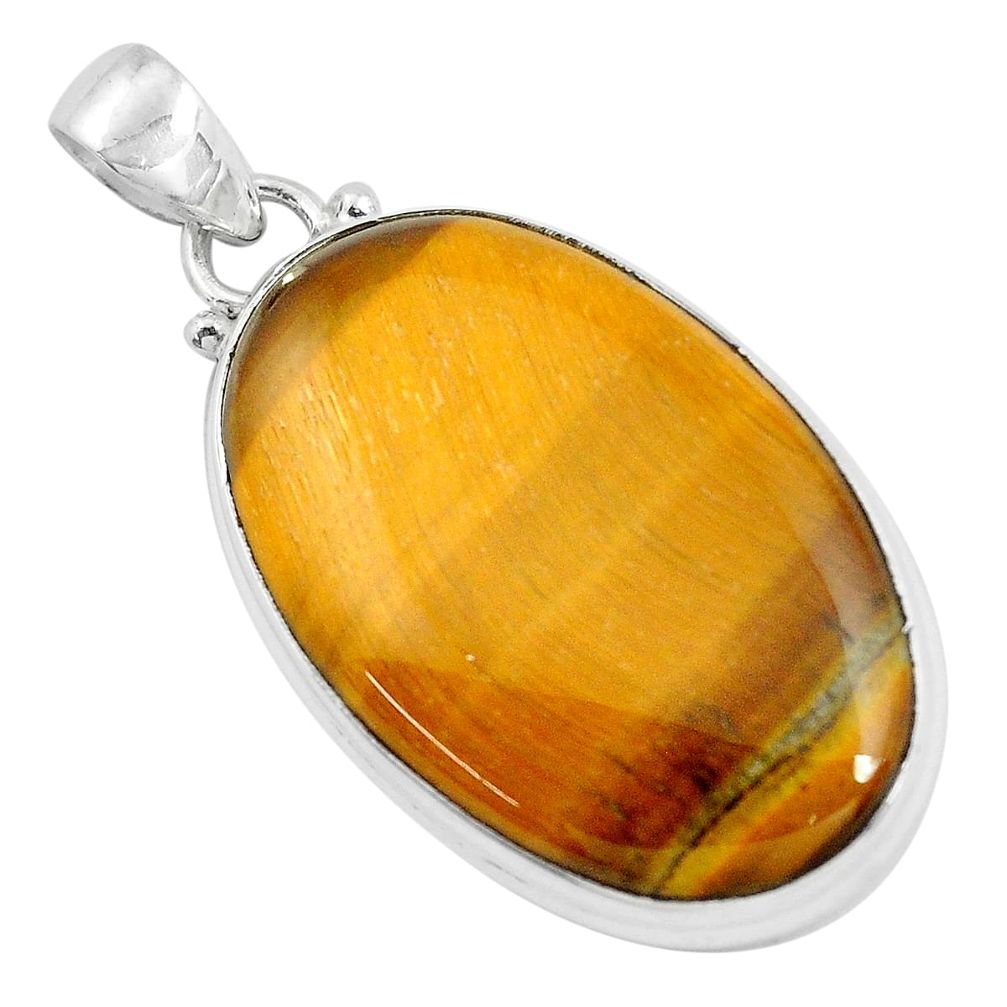 925 sterling silver 32.12cts natural brown tiger's eye pendant jewelry d31073