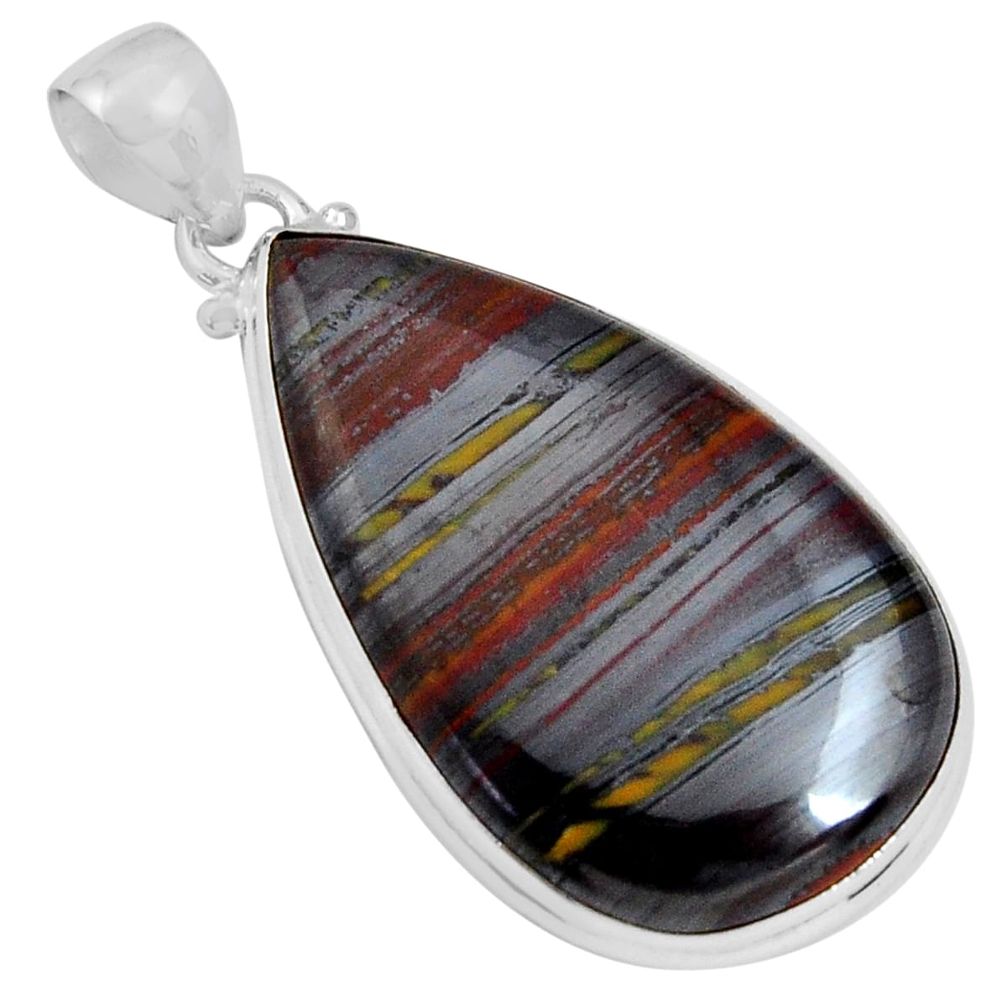 925 sterling silver 30.88cts natural brown tiger's hawks eye pendant p89258