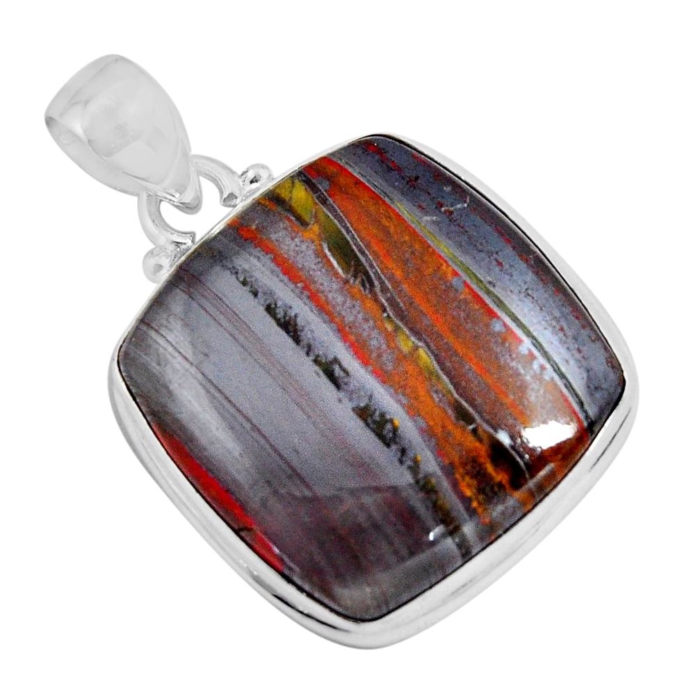 925 sterling silver 26.54cts natural brown tiger's hawks eye pendant p90364
