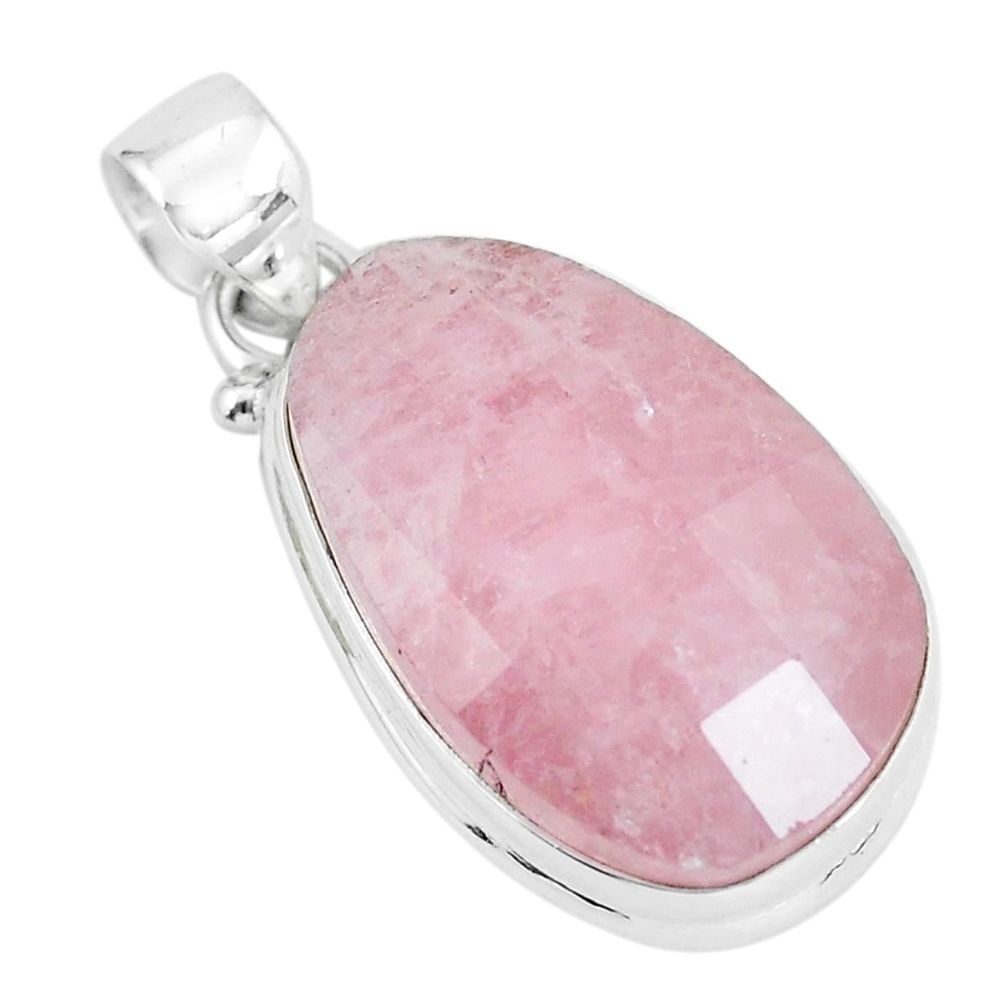 925 sterling silver 21.18cts natural faceted morganite pendant jewelry p65707