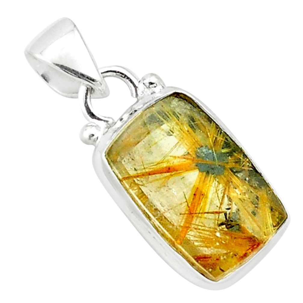 925 sterling silver 8.06cts natural golden half star rutile pendant p75984
