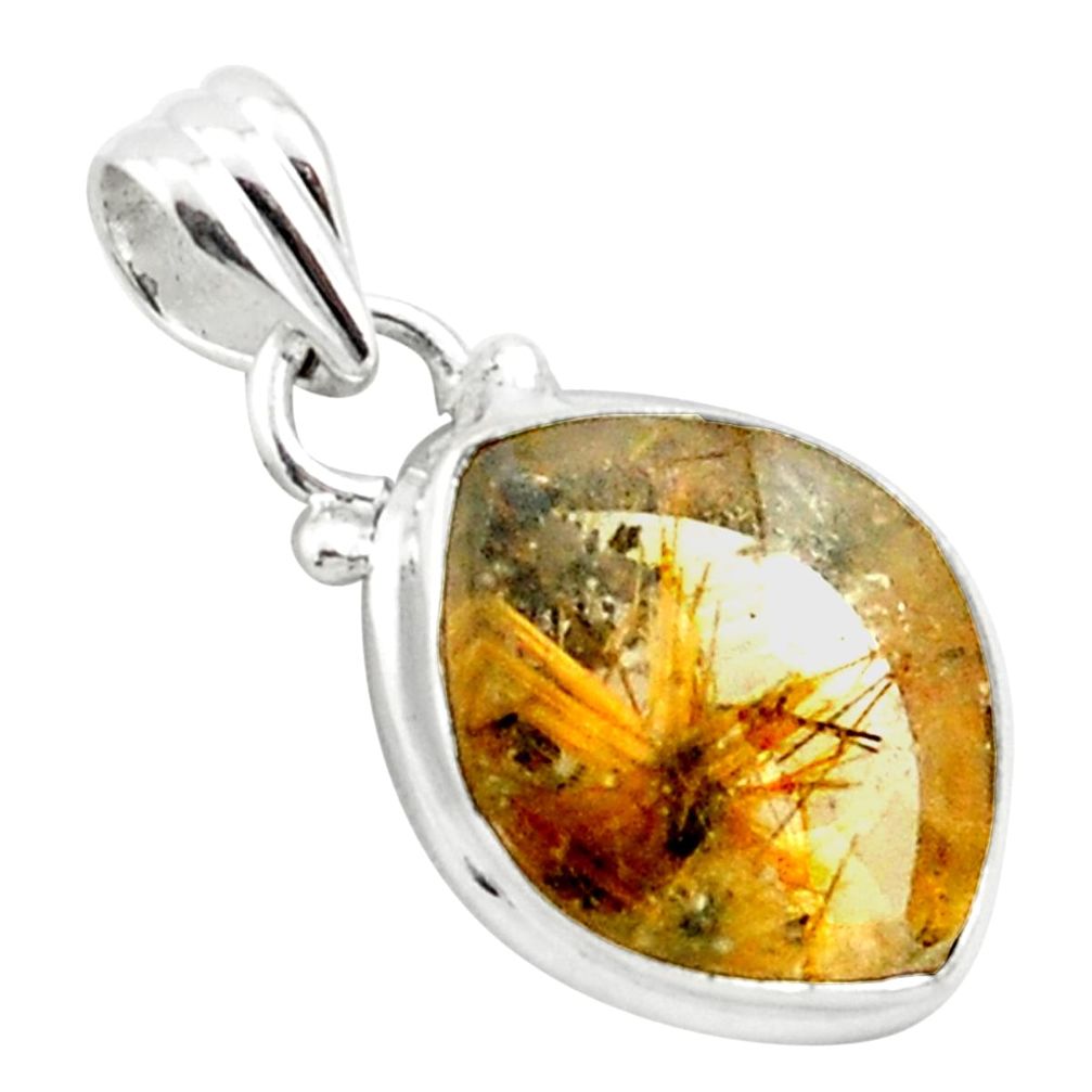 925 sterling silver 12.07cts natural golden half star rutile pendant p75987