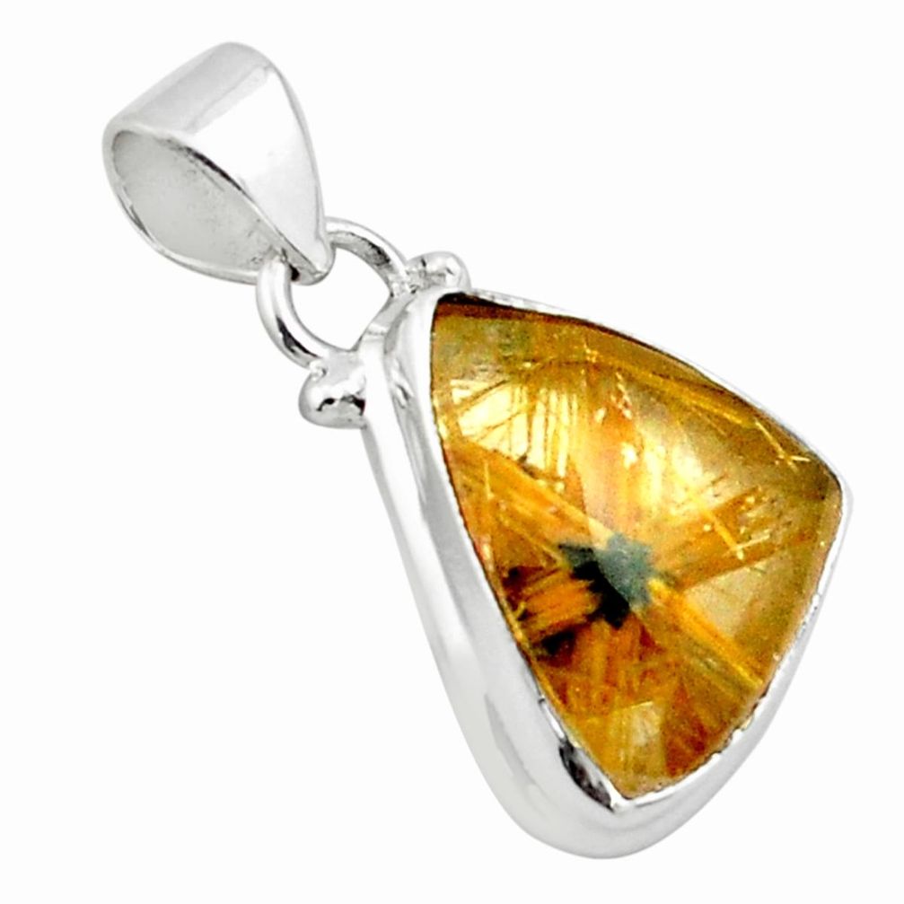 925 sterling silver 13.55cts natural golden half star rutile pendant p75996