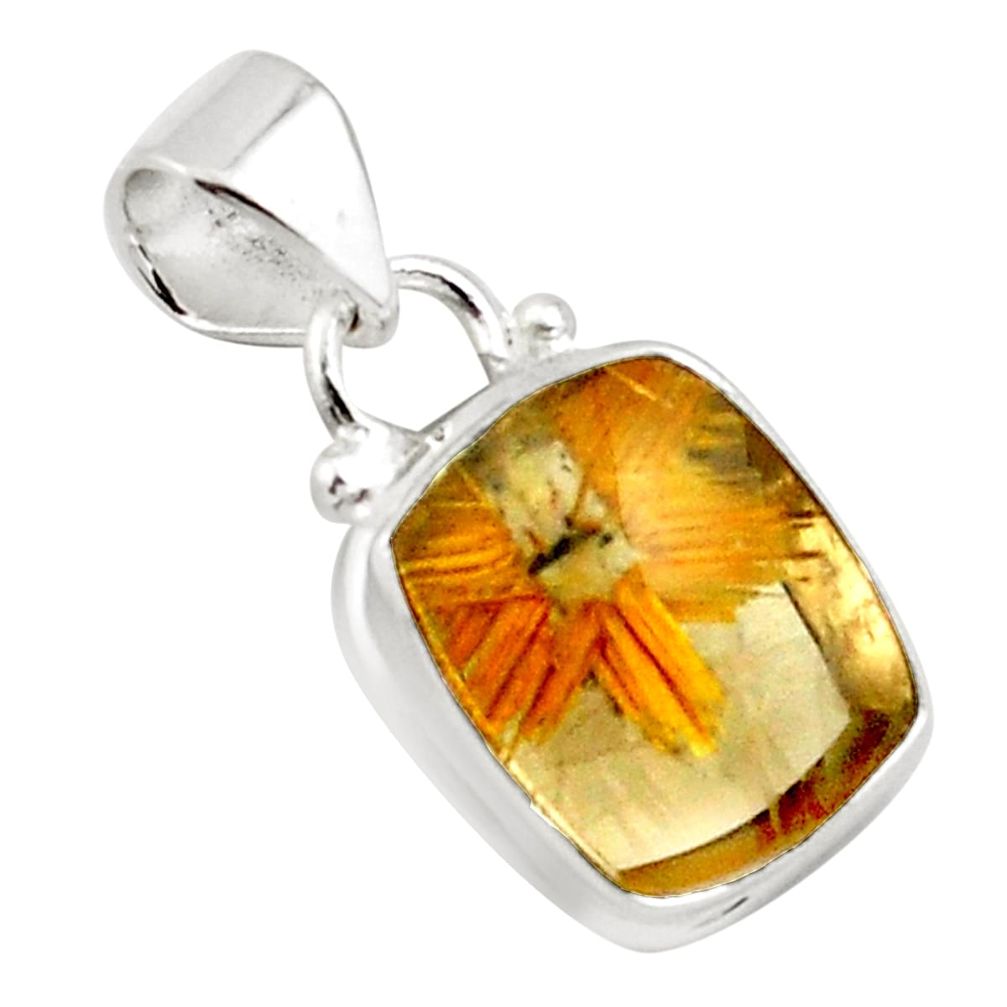 925 sterling silver 8.40cts natural golden half star rutile pendant p76000