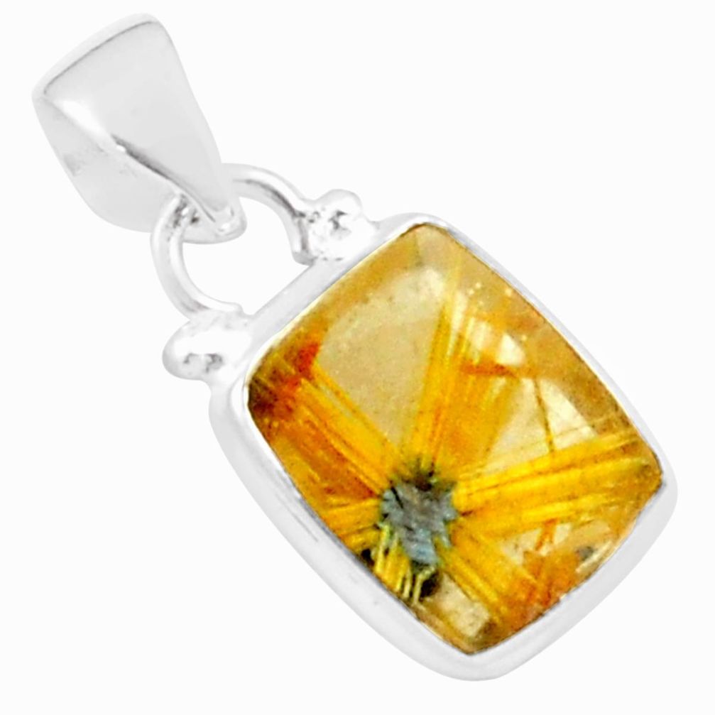 925 sterling silver 5.23cts natural golden half star rutile pendant p76024