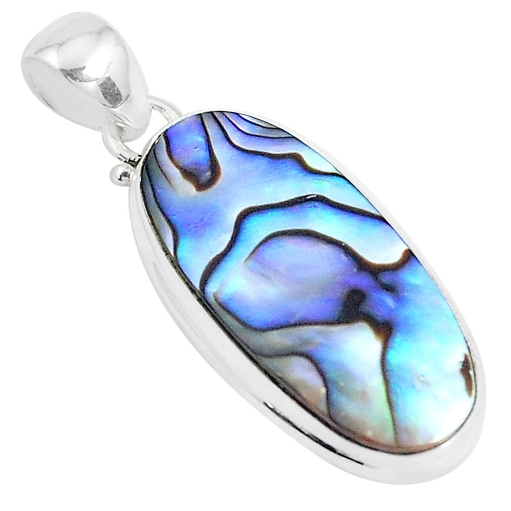 925 sterling silver 13.02cts natural green abalone paua seashell pendant p39967