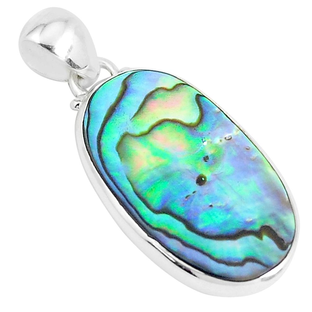 925 sterling silver 13.50cts natural green abalone paua seashell pendant p39971