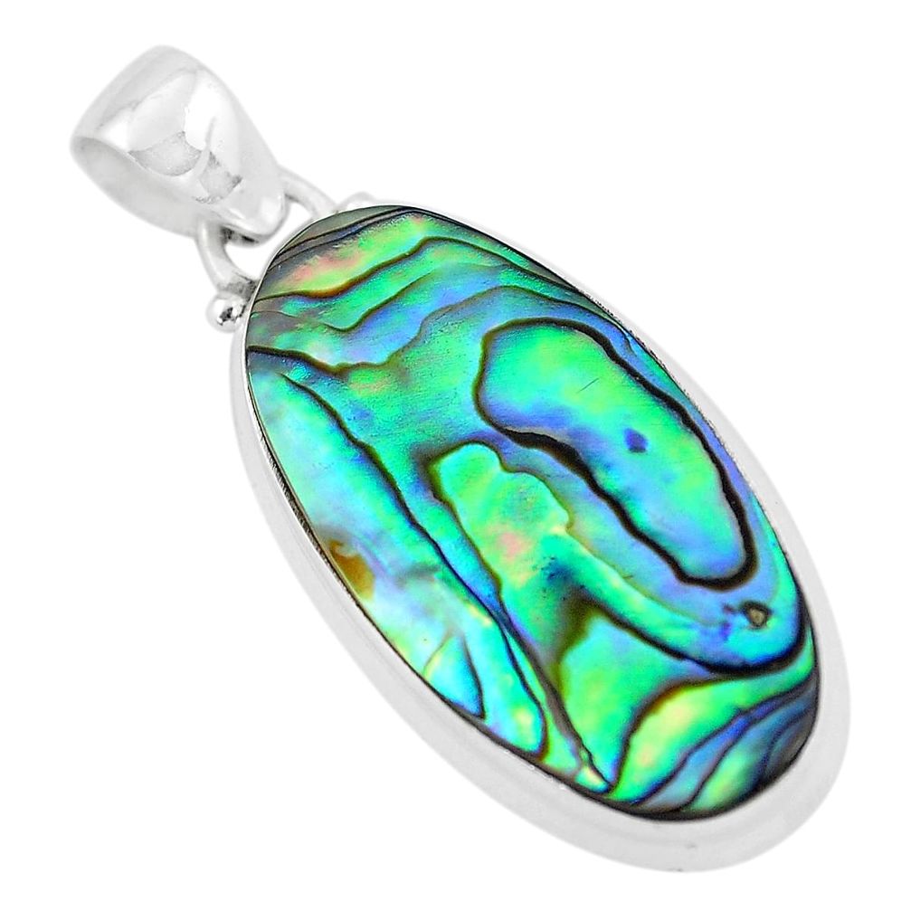 925 sterling silver 15.65cts natural green abalone paua seashell pendant p58004