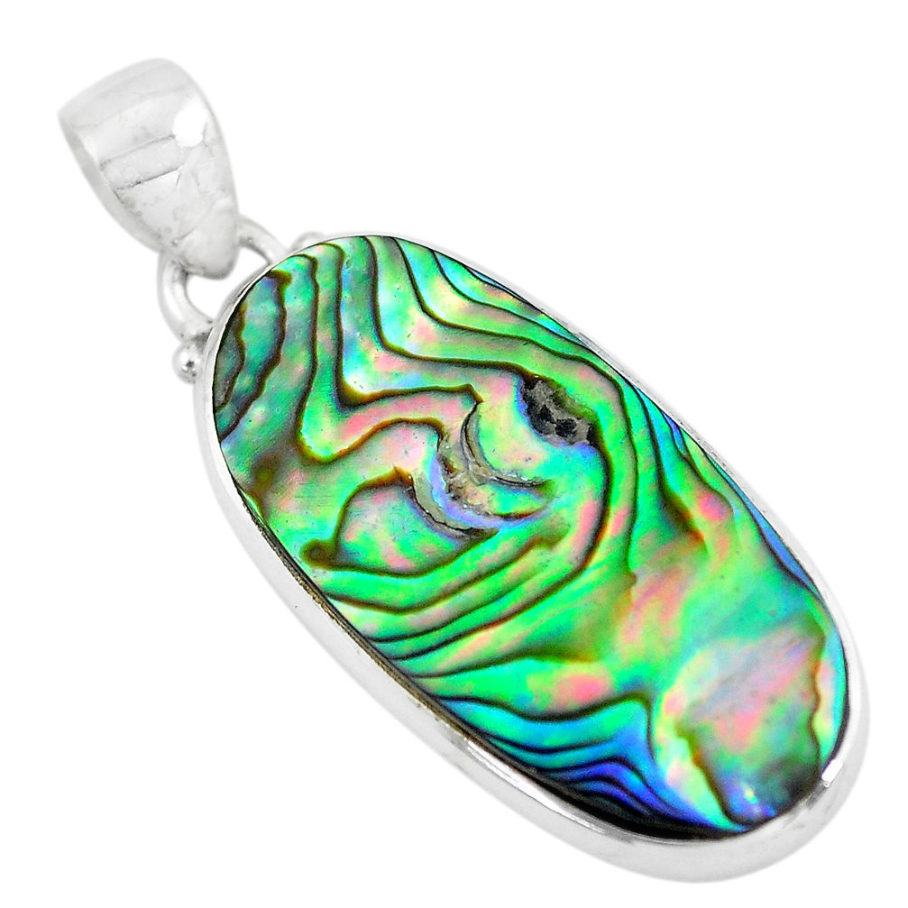 925 sterling silver 14.72cts natural green abalone paua seashell pendant p58008