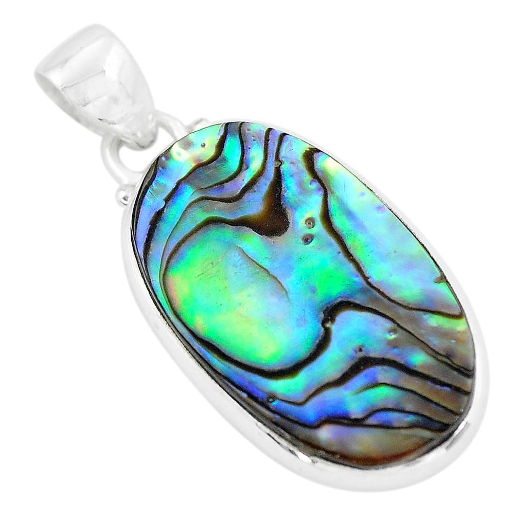 925 sterling silver 15.53cts natural green abalone paua seashell pendant p58033