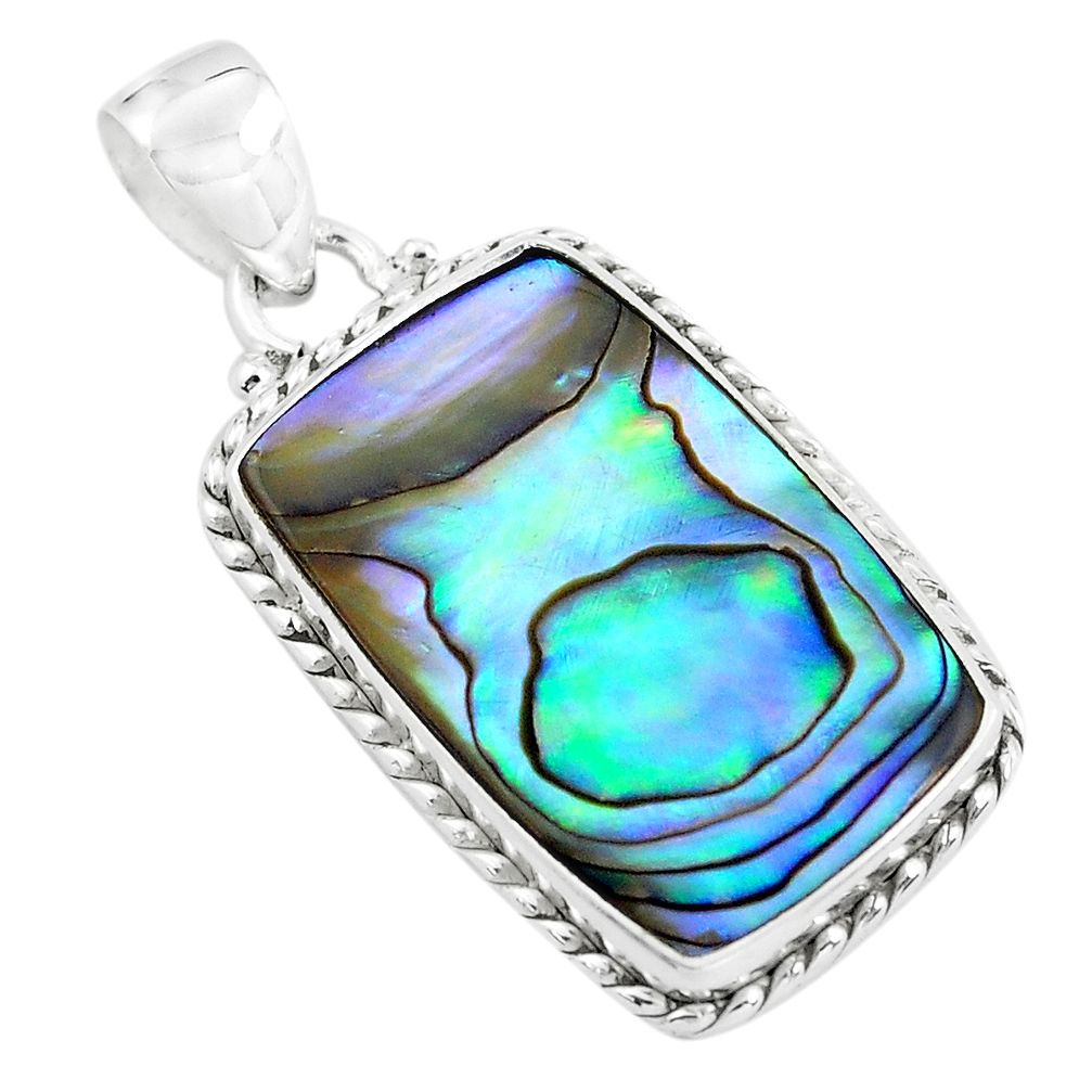 925 sterling silver 14.09cts natural green abalone paua seashell pendant p58699